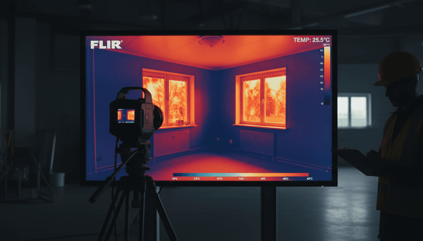 Thermal imaging scan of a home showing temperature variations